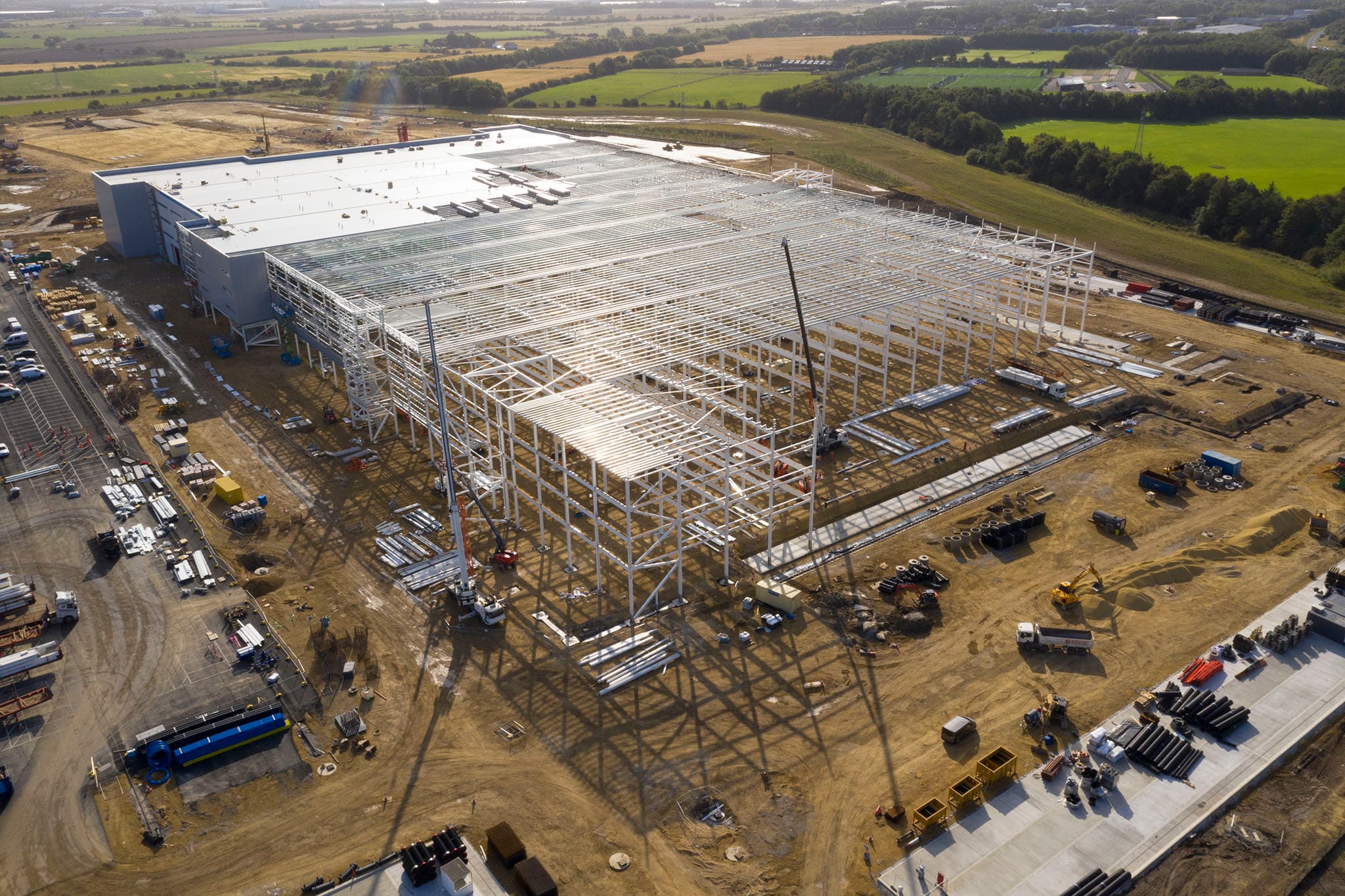 Aerial view of a construction site