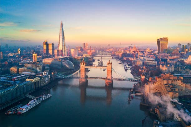 Aerial view of the London skyline
