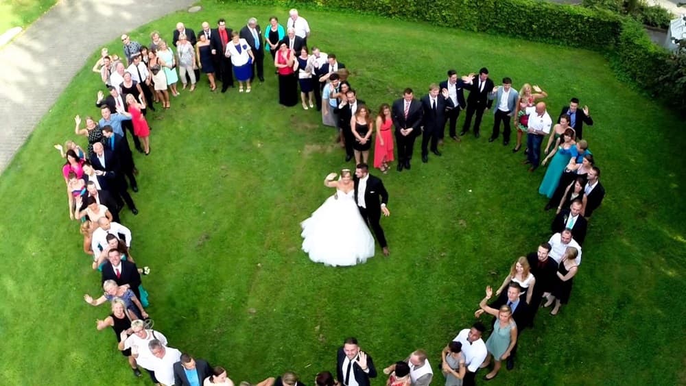 Aerial view of a wedding ceremony